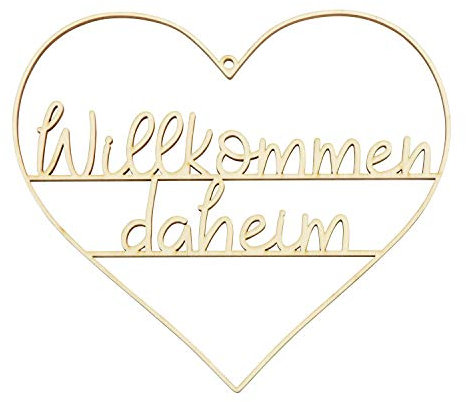 LAUBLUST Türkranz Willkommen Daheim - Holz, ca. 25 x 22 cm - Tür & Wand-Deko | Geschenk für Freunde & Familie