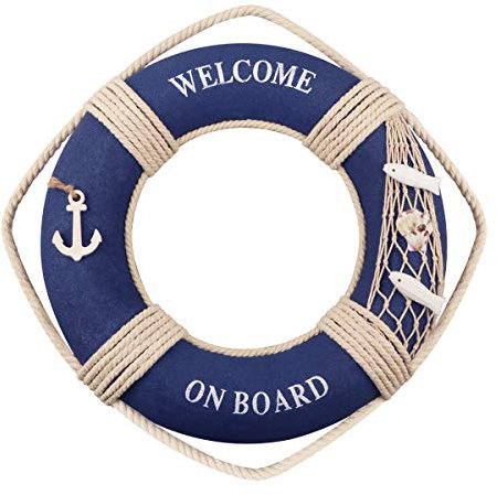 Nautische Rettungsring Dekoration Rettungsring Wandbehang Dekor Lebensring Home Wandtür hängen Dekor Strand Thema Home Dekoration(Dunkelblau)