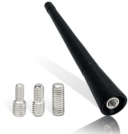Vecys KFZ Kurzstab Dachantenne FM/AM Autoantennenstange Autodachantenne Universal Short Rod Mit 3 verschiedenen Adaptern (M4, M5, M6) für den FM/AM Radioempfang, geeignet für alle Autos Lastwagen
