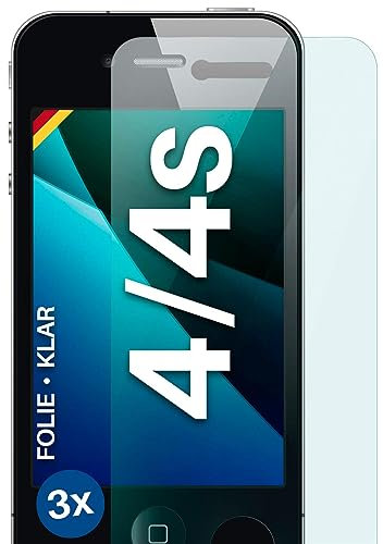 moex FlexProtect Schutzfolie kompatibel mit Apple iPhone 4S / iPhone 4 Displayschutz nur 0.2 mm dünn, Folie für das Display, HD Ultra klar und extra kratzfest - 3 Stück