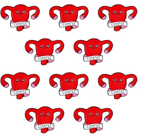 WANDIC Emaille-Broschen in Mutterleib-Form, Uterus Ovara, weibliche Frau, Organ, medizinisches Symbol, Brosche, Schmuck, Geschenk für Krankenschwestern, Ärzte, Feministen, Dekoration, 10 Stück