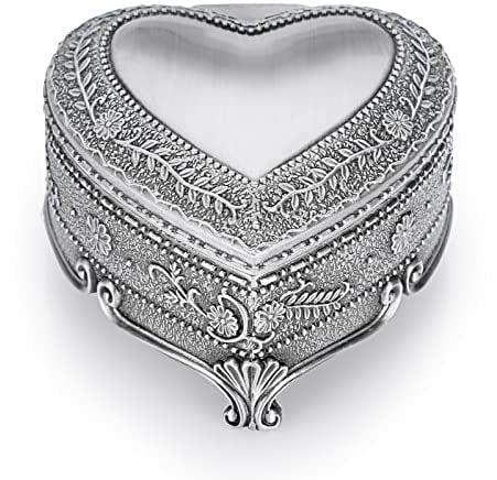 IGNPION Herzförmige Metall Schmuckschatulle Hochzeit Souvenir Geschenk Schmuckkästchen Herzförmige Vintage Geschnitzt Schmuckbgox für Ringe,Ohrringe,Halskette