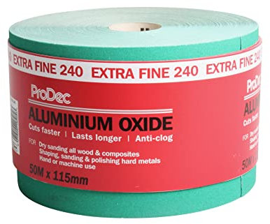 ProDec Schleifpapier, Körnung 240, extrafein, Aluminiumoxid, 50 m x 115 mm, Rolle, grün