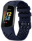 TopPerfekt Sport Bands Compatible with Fitbit Charge 5, Adjustable Breathable Soft Silicone Sport Replacement Watch Straps Wristbands Bracelet for Charge 5 Activity Tracker Women Men (1-Navy Blue)
