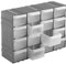 Tradineur - Clasificador apilable de plástico, 16 cajones, módulo, estante organizador para piezas pequeñas, tornillos, botones, 15 x 21,5 x 7,8 cm, color aleatorio
