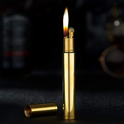 Vintage Schleifrad Feuerzeug, reine Kupfer coole Feuerzeuge zum Rauchen, wiederverwendbare antike Mini-Kerosin-Feuerzeug, Neuheit weiche Flamme Zigarettenanzünder for Sammlung dekoratives Geschenk