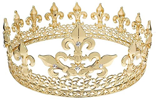 König Herren Krone oder Party Abschlussball Dekorationen Königliche Mittelalter Krone Gold für Cosplay Homecoming Abschlussball Party Dekorationen (Gold)