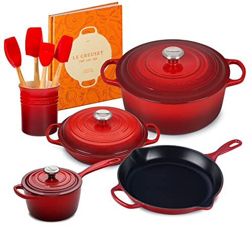 Le Creuset Set di pentole in ghisa per sposini, 13 pezzi, colore: ciliegia