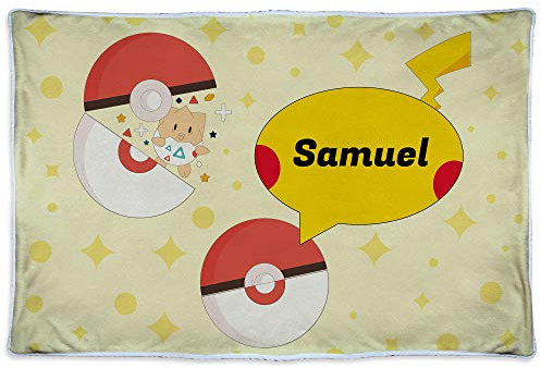 LolaPix Weiche Decke. Personalisierte Geschenke. Kuscheldecke mit Namen. Geek-Geschenke. Personalisierte Fleecedecke. 600gr/m². Öko-Tex-zertifiziertes Gewebe. Ungefähre Größe 80x125cm. Pika