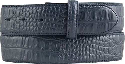 BELTINGER Gürtel mit Krokoprägung ohne Schnalle 4 cm | Leder-Gürtel für Damen Herren 40mm Kroko-Optik | Kroko-Muster | Marine 85cm