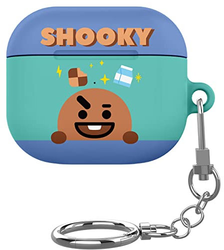 BT21 Offizielles Merchandise-Produkt für Airpods 3. Generation Schutzhülle Hartschale mit Schlüsselanhänger für Airpods 3 Hülle - SHOOKY