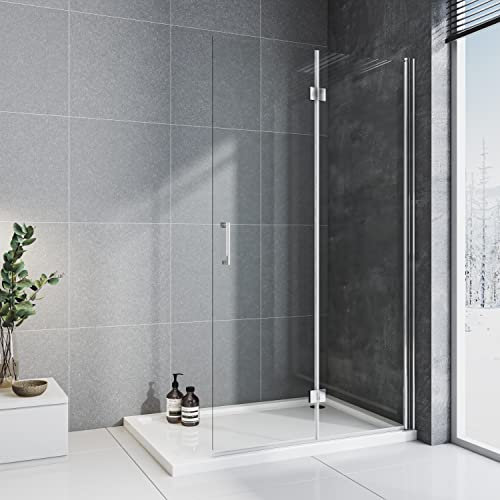 Walk-in faltbar 70x195cm Walk-in Dusche Duschwand Glas Falttür für Duschwanne Faltwand Drehfalttür Faltdusche Glaswand Duschfaltwand Sicherheitsglas 5 mm klar