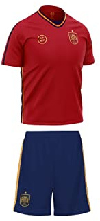 smartketing Unisex Youth First Kit of The Spanish Football Team in The 2022 World Cup. Minikit, Red-Blue, 4