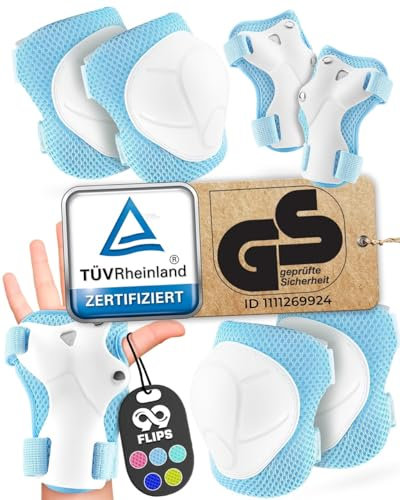 99FLIPS Protecciones Patines Niña - Rodilleras Niño, Protecciones Patines Niño - Rodilleras Patines Niña, Rodilleras Niña, Patines De Hielo - Rodilleras Patinaje Niña - Flash Talla XS Azul Claro