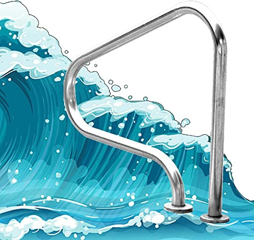 ZEELYDE Corrimano per Piscina,Binario per Scale per Piscina a 3 Curve in Acciaio Inossidabile con Piastra di Supporto per Montaggio rapido e Scala per afferrare la Piscina con Maniglia Perfetta