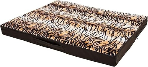 CopcoPet Hundematte Jumbo Orthopädisch 90 x 70 x 8 cm Tiger-Optik – Kuschelig, Waschbar, abwaschbar, rutschfest & pflegeleicht – Für kleine Hunde Zuhause, Wohnung, Transportbox – Extra dick