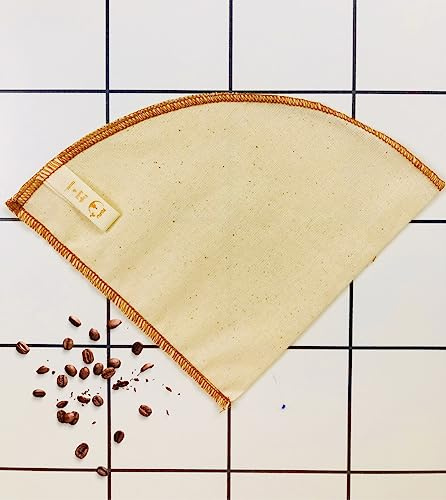 Wiederverwendbare Bio-Baumwolle zum Übergießen von Kegelfiltern für V60 (doppellagig) Baumwoll-Kaffeefiltersocke waschbare Kaffeefilterbeutel für Kaffeemaschine und zum Übergießen von Kaffee (eine