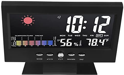 Qcwwy Radio, Datum Wetter Elektronische Wecker Display Abs Wetterstationen Spiegel Schwarz Schlafzimmer Uhr Home Room Clock Holder Display Wetterüberwachung