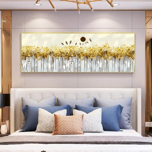 Lámina de oro abstracta Arte de la pared Decoración del hogar Arte de la vida Póster de la pared Diseño de la lona Impresiones de la lona Decoración de la habitación Pintura de la lona 70x210cm Sin