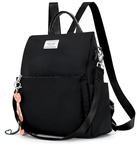 TAN.TOMI Rucksack Damen Klein, Rucksäcke Elegant Wasserdicht City Rucksack 2 in 1, Rucksackhandtaschen Schwarzer Schulrucksack Backpack Tagesrucksack für Reise Einkauf Arbeit