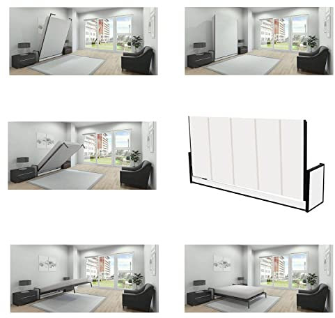 Wallbedking Horizontal (Quer) Einzelbett Studio Wandbett 200cm x 90cm (Klappbett, Schrankbett, Gästebett, Funktionsbett, Schlafzimmer)