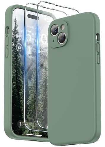 SURPHY Design for iPhone 15 Plus Case, Liquid Silicone Protection for Each Lens [2 x Screen Protectors & 1 x Lanyard] Shockproof Cover for iPhone 15 Plus 6.7 inch 2023, Cypress