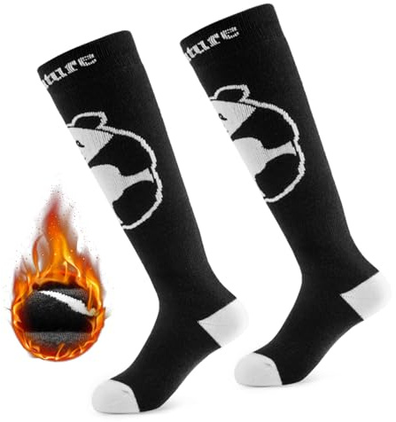 Qunature Calze da Sci Bambini, Calze Panda Caldi Invernali, Calze Carine Neve a Compressione, Calzini al Ginocchio, Adatto per Neve Sci Snowboard Escursionismo, 1 Paio, Taglia 25-36