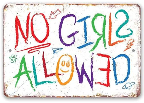 Geroclonup Metallschild – No Girls Allowed – langlebiges Metallschild – Verwendung im Innen- und Außenbereich – tolle Dekoration für Jungenzimmer oder Baumhaus-Dekoration, 30 x 40 cm