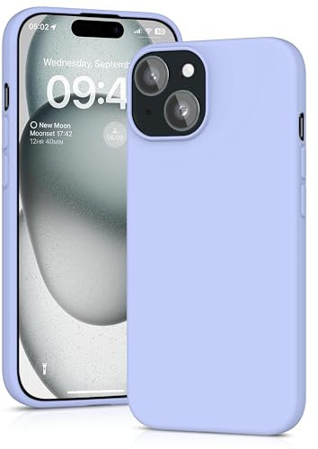 YATWIN Silicone Case for iPhone 15, Soft-Touch, Shockproof, DustProof, Antiskid Full Body Armour Phone Cover for Apple iPhone 15 - Lilac