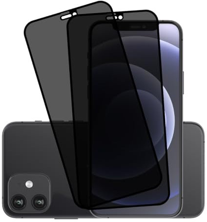 Rnnmeeko [2 Stück Sichtschutz Schutzfolie für Panzerglas für iPhone 12/12 Pro, Anti-Spähen Privacy Panzer Schutz Glas 9H Härte, Anti-Spy Sichtschutzfolie für iPhone 12/12 Pro