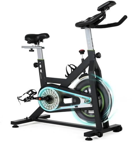 ISE Heimtrainer Fahrrad mit LCD Display & Herzfrequenzmonitor für Zuhause, Ergometer Fahrrad Indoor Bike Fitnessbike Heimtrainer mit Halterung und Einstellbarer Widerstand