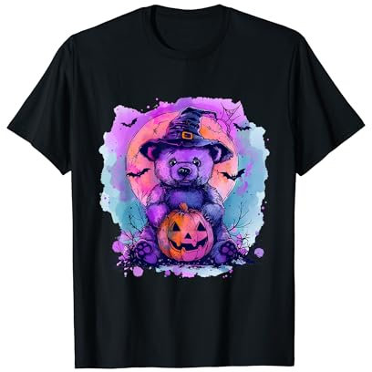 Halloween panda oso luna calabaza linterna araña telaraña murciélagos Camiseta