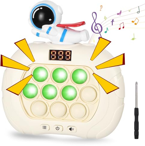 Xaosin Pop It Elektronisches Spiel Astronauten Fidget Toys mit LED Bildschirm Sensorik Spielzeug Tragbares Knobelspiele 6 Spielmodi Schnelles Drückblasenspiel für Kinder Erwachsene