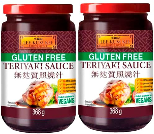 Salsa Teriyaki sin gluten 368 g en frasco de vidrio, ideal para marinar, glasear y saltear carnes, pescado, tofu y verduras, sabor japonés dulce-salado