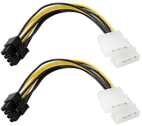 HARY 2 Pack 8 Pin PCIe Power Cable, 7.48in 8 Pin PCIe to Molex Adapter, Dual 4 Pin Male to 8 Pin Female, Graphics Card Power Cord PCIe to Molex 8 Pin Power Supply Cable, Sata Power Cable Splitter.