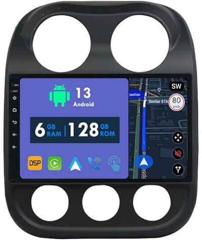 RoverOne Autoradio GPS für Jeep Compass 2010 2011 2012 2013 2014 2015 2016 Carplay Android Auto Stereo Head Unit Bluetooth Sat Navigation