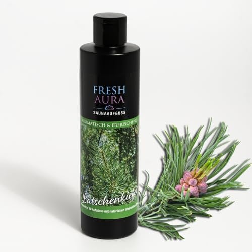 FRESH AURA Saunaaufguss Latschenkiefer (250ml) – Sauna Aufgussmittel mit natürlichen ätherischen Ölen – Sehr ergiebiger und langanhaltender Saunaduft | Made in Germany