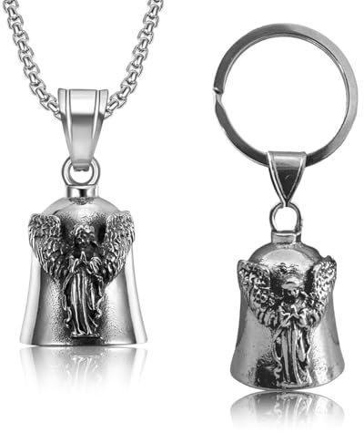 VARKAGE 2 Stück Guardian Bell Motorrad, Motorrad Glocke Glücksbringer, Schutzengel Motorrad für Motorrad Zubehör Oder Schlüsselanhänger