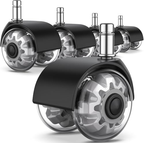 Aevcvok Bürostuhl Rollen 10mmx22mm, 5er Set Gummirollen für Bürostühle,Bürostuhl-Räder Ersatzrollen Drehstuhlrollen,Super Leise Hartbodenrollen für Bürostuhl