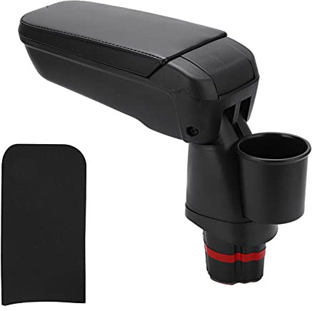 Central Armrest Box with Water Cup Holder Replacement for Smart Fortwo Forfour 453 15 19 Broad Storage Space ABS Artificial Leather Black