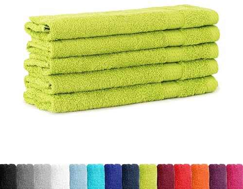 BaSaTex 5er Pack Frottee Gästetücher Set 30x50 - Gästehandtuch aus 100% Baumwolle Made in Green - Farbe: Apfelgrün