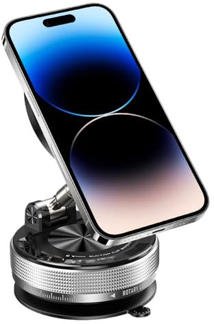 Riaisttd Vacuum Magnetic Phone Mount, Adjustable Foldable Holder, Hands- Bracket, Black for Car Mirrors, Gym Walls, Smooth Surfaces, Cool Tech Gadget for Travel Accessory Adheres