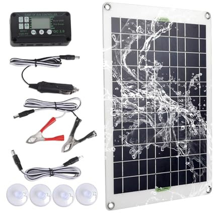Solarmodul-Set, 50 W, 12 V, Solar-Batterie, Erhaltungsladegerät, monokristallines Silikon, 30 A, Laderegler, Solarmodul-Kit für Wohnmobil, Boot, Motorrad