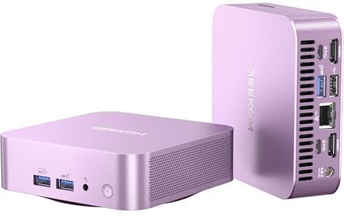 GEEKOM A6 Mini PC, AMD Ryzen 7 6800H, 3-Jahre-Support, Mattrosa Metallgehäuse, 32GB DDR5 1TB SSD M.2, Mirco Desktop Computer W11 Pro für Spiele/Büro/HTPC, USB4(8K UHD), Quad Display, Gigabit Ethernet