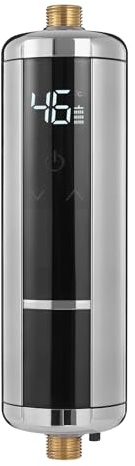 Mini Durchlauferhitzer Elektronischer Instant Warmwasserbereiter 5500W 30-52°C Dusche Tankless für Badezimmer Küche IPX4 (Silber)