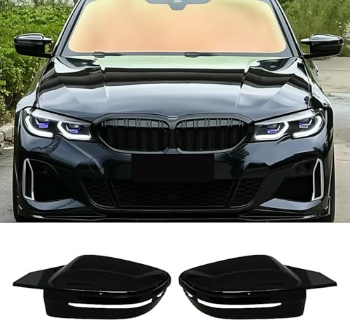 Hengjiayao 1 Paar Spiegelkappen für BMW 3er G20 G21/5er G30 G31/7er G11 G12 | Abdeckung Seitenspiegelgehäuse Rückspiegel Glanz Schwarz 4er G22 G23 G26/8er G14 G15 G16 Nur Modell mit linkem Ruder