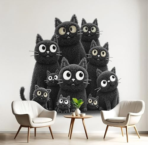 Tapete 3D Fototapete Schwarz-Weiß Personalisierte Katzen 200X140Cm Wandbild Fototapeten,Zeichentricktiere Tapeten Wandtapete Schlafzimmer Wohnzimmer Tv Hintergrund Wand Moderne Wanddeko