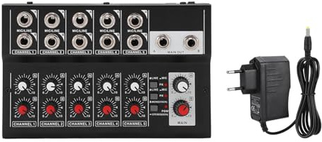 CHICIRIS Audio Mixer 10 Channel Mixing Console Audible Interface Soundboard für Ein Kleines Instrumentenmikrofon (EU-Stecker)