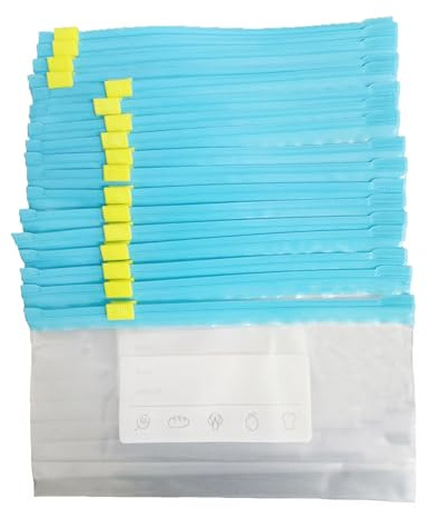 20 Pcs Small Zip Lock Bags, Reusable Freezer Bags, Food Storage Ziplock Bags with Expandable Bottom Clear PE Plastic Bags, Leakproof Airtight Seal for Kitchen Food Travel Toiletries Storage