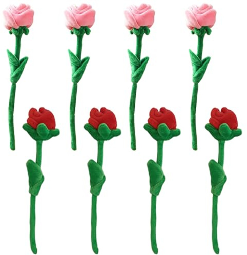 Lawnrden Bouquet di Peluche, Fiori di Peluche, 8 Pezzi di Rose, Fiori Morbidi e Flessibili, Bouquet di da 12 Pollici per Matrimonio, Festa della Mamma, Donna, Ragazza